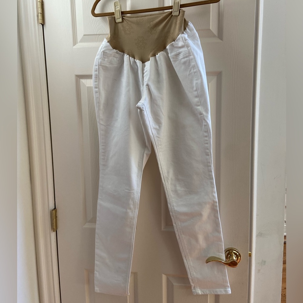 Jessica Simpson White Maternity Jeans Sz L EUC
